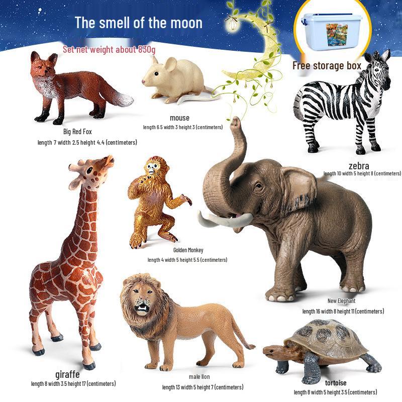 Wildlife Simulation Model: Tiger, Lion, Panda, Elephant, Rhinoceros, Kangaroo, Leopard, Horse, Sheep Toy Set