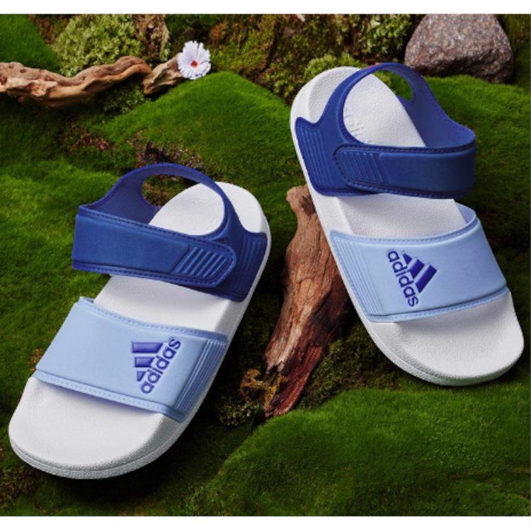 adidas Adilette Slip Resistant Abrasion Resistant Sandal Blue White Kids' H06444