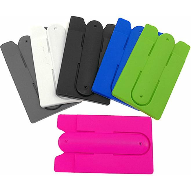 Card Holder with Cell Phone Stand,Stick-on Silicon Rubber Smartphone Sleeve Support Wallet(6pcs)