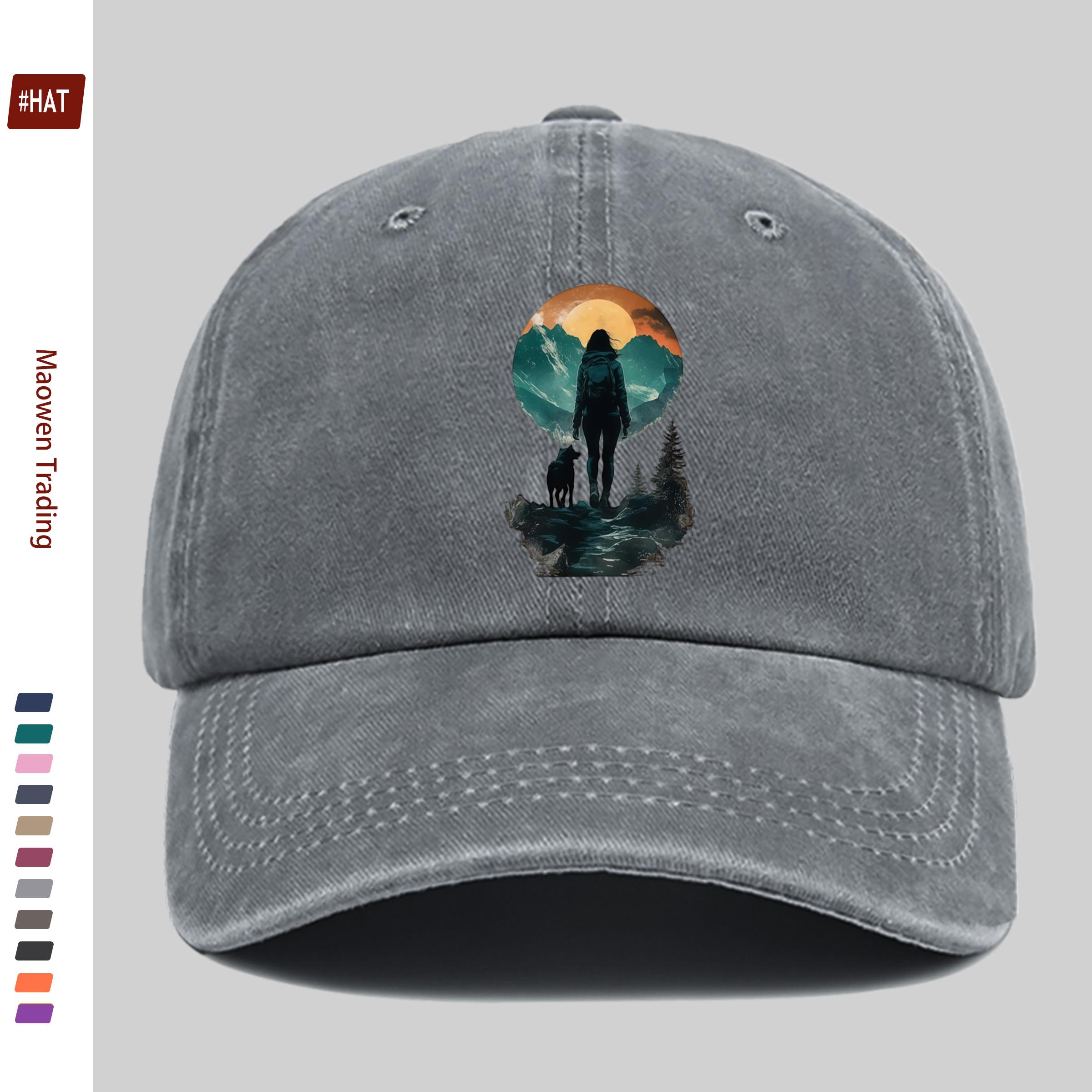 pc Sunset Pattern WomenS Outdoor Casual Sports Printed Baseball Cap Adjustable Buckle Lightweight Polyester Ideal For Tra 1pc