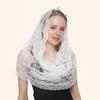 Embroider Lace Scarf Church Shawl Women Solid Color Wedding Temperament Veil Scarf 53*55Cm