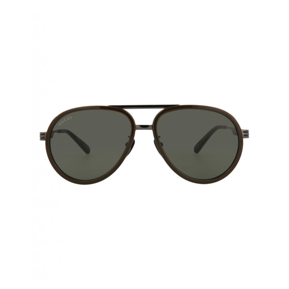 

Солнцезащитные очки Gucci Aviator Style Metal коричневые, серо-рутениевые