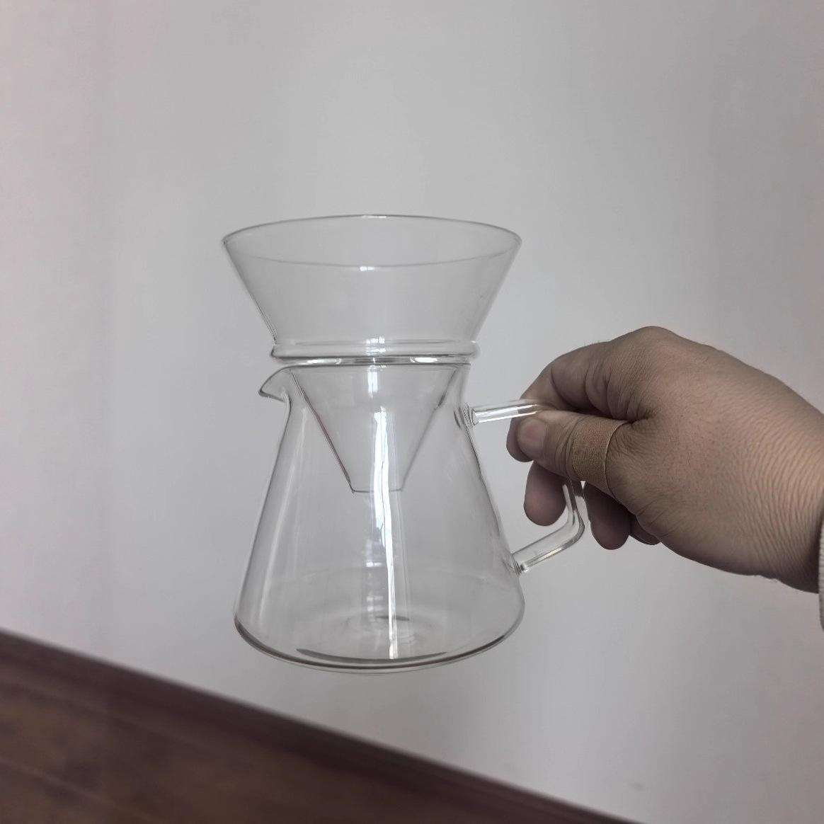 Heat-resistant glass hand-brewed coffee pot Household coffee sharing pot with graduated coffee hand-brewed pot set 600ml