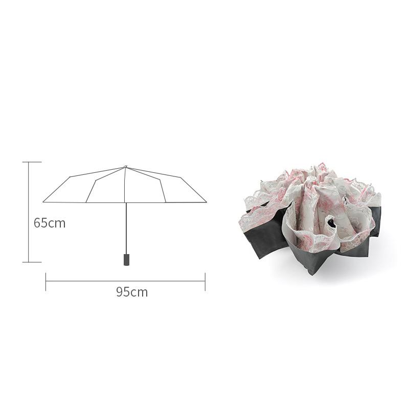 Double-layer Lace Umbrella Creative Embroidered Three-fold Princess Sunshade Umbrella Sun Protection Black Rubber Sun Umbrella