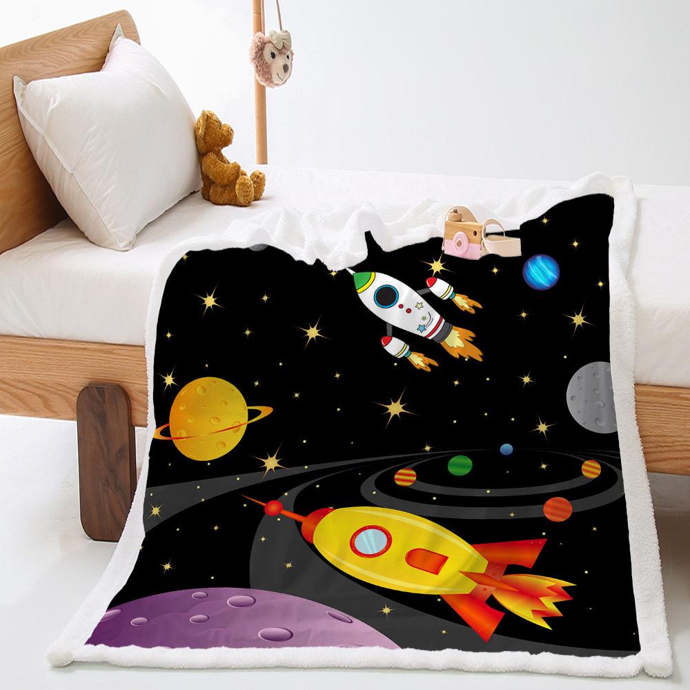 Car Moon Planet Thickened Lamb Fleece Crystal Fleece Blanket Cover Blanket