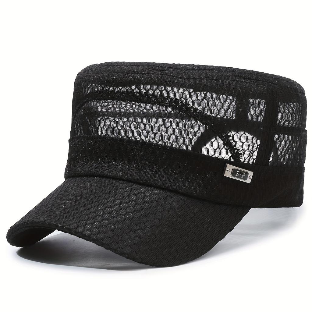 1pc Casquette de Baseball Respirante en Maille pour Homme, Chapeau Décontracté Élégant à Calotte Plate, Chapeau à Large Bord pour la Protection Solaire - Convient pour le Quotidien et les Sports de Plein Air.