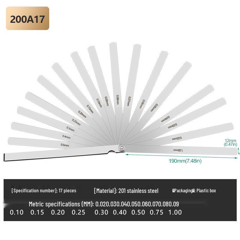 Șablon de măsurare din oțel inoxidabil de înaltă precizie, 0,01-1 mm, Multi-Specificații, Instrument pentru grosime metric/inch