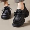 Fashion GKTINOO Thick Soled Heightening Pumps 2024 Spring New Genuine Leather Lace-up Versatile Retro Women's Platform Shoes