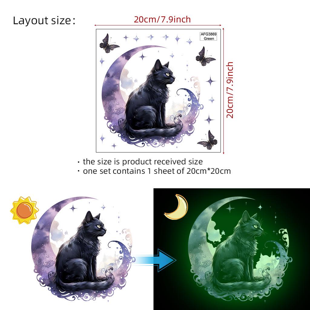

Фиолетовый кот на луне съемная наклейка на стену - Зеленый AFG3869