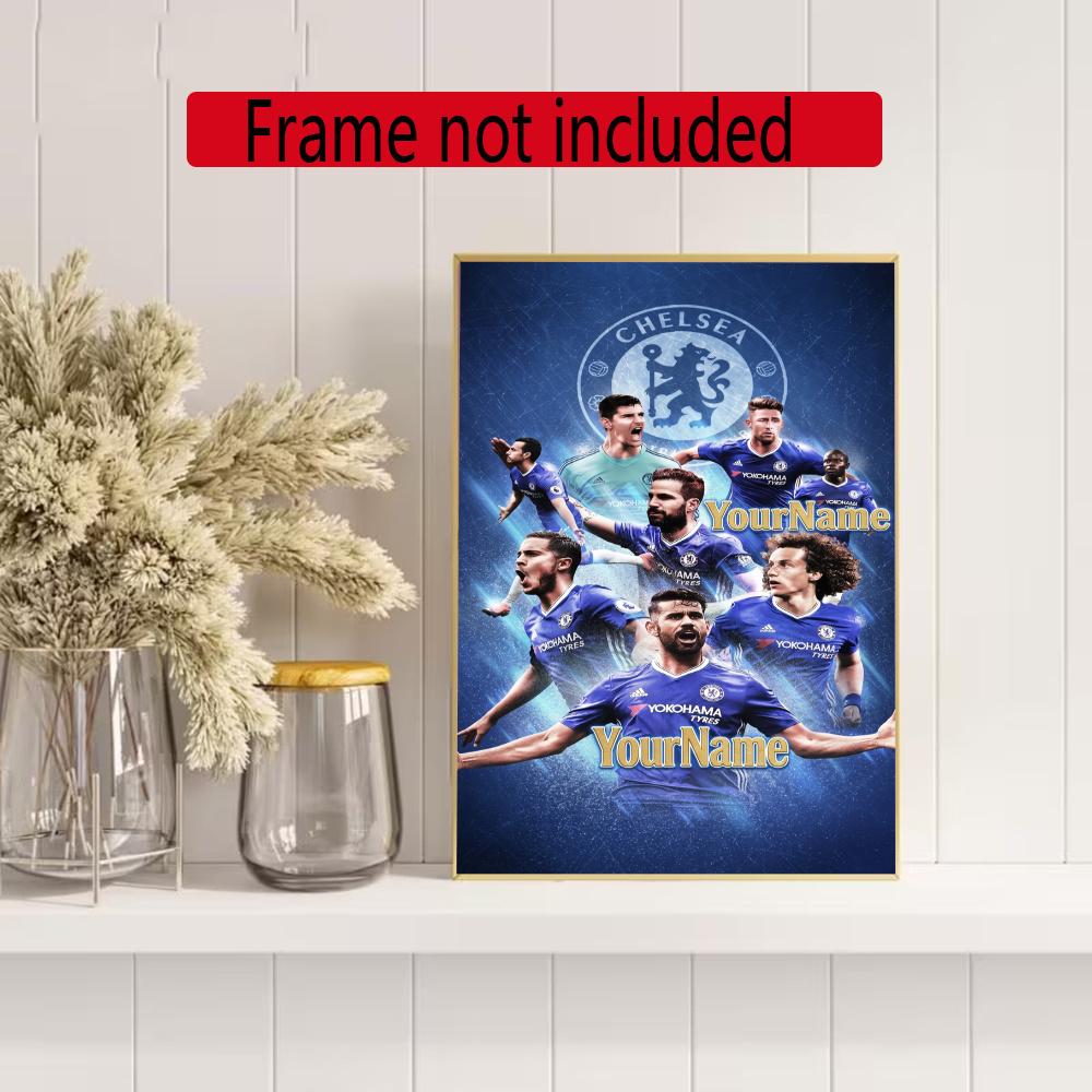 Chelsea Fc Customize Your Name Diamond Painting Round Diamond Diy Frameless Holiday Artwork Suitable For Home Office Wall Decoration