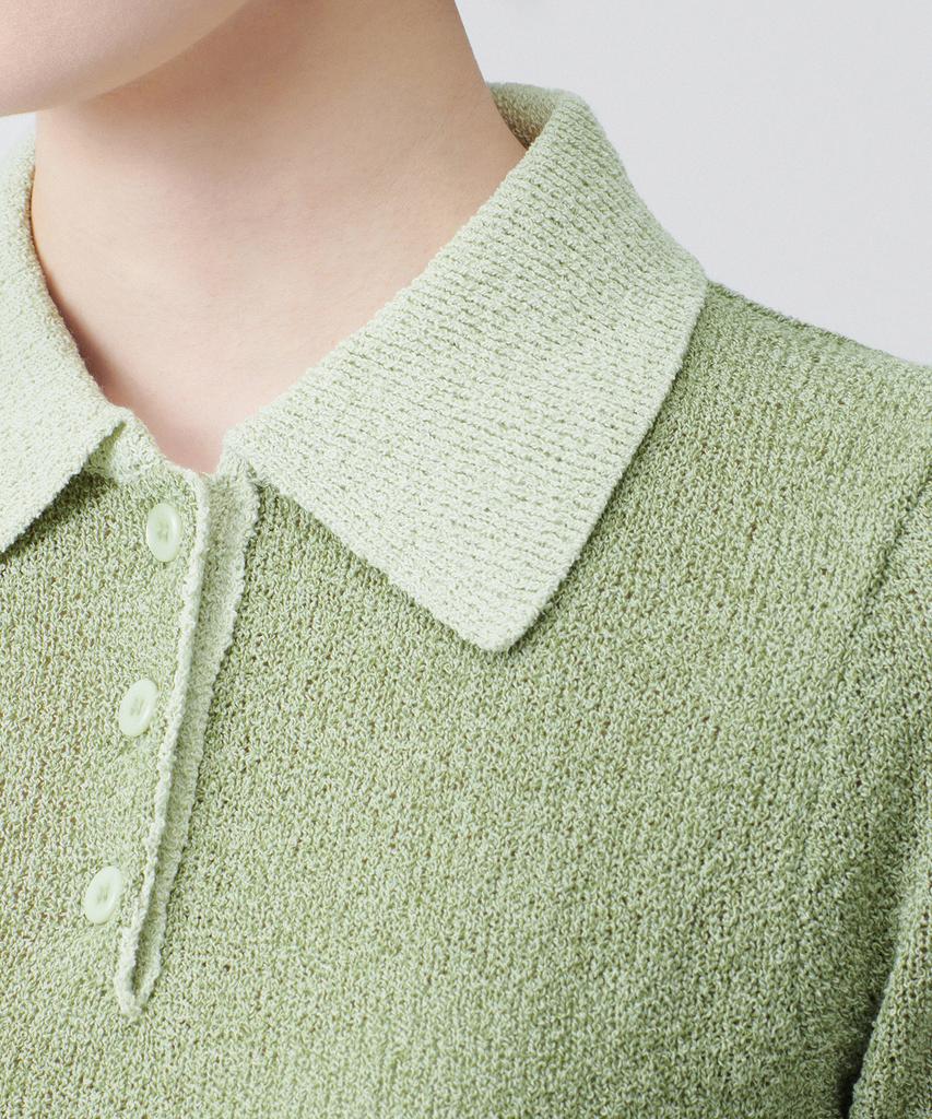 MUSINSA STANDARD WOMAN Women'S Boucle Knitted Polo Shirt [Green]
