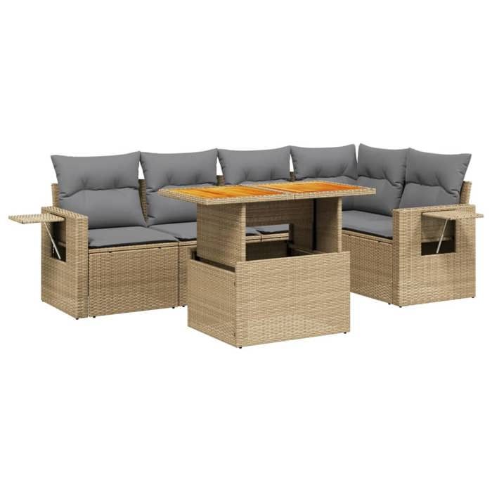 VidaXL Garden Lounge Set with Cushions 6 Pcs, Patio Sofas, Patio Furniture Set, Outdoor Furniture, Beige 3271745