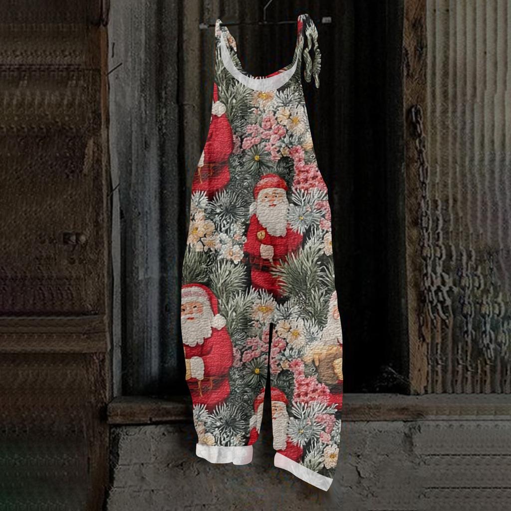 Women's Jumpsuit Halloween Print  Casual Loose Vintage Shoulder Strap Cotton Linen