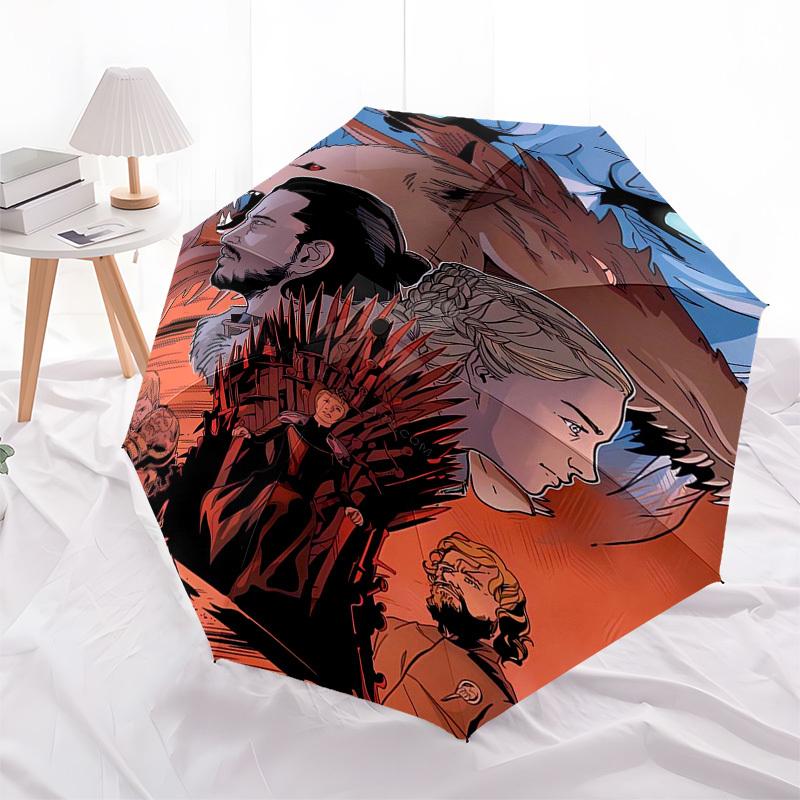 Winterfell, Iron Throne Themed Automatic Opening and Closing Umbrella, Compact Travel Umbrella, Lightweight and Portable, Suitable for Beach