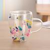 Creative  Flower Pattern Double Wall Glass Cup Clear Heat Resistant High Borosilicate Glass Coffee Mugs  Hot Cold Beer Mug Gift