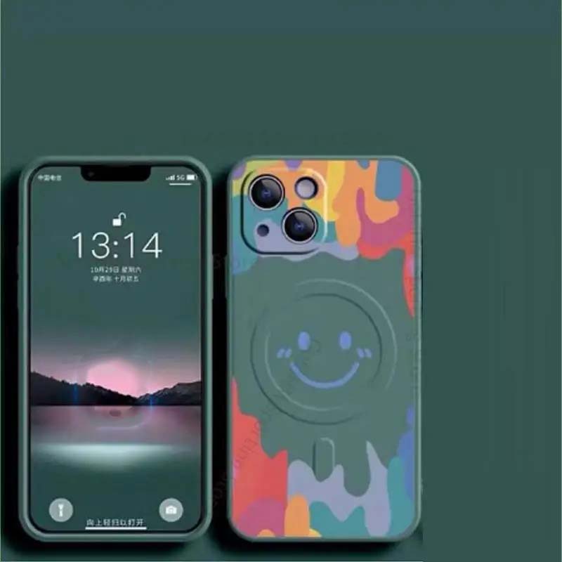 Pro Magsafe silikonové pouzdro na telefon pro iPhone 16 Pro Max Graffiti Magnetický kryt Magsafing pro Apple 15 13 12 Pro Max 14 16 Pro 7 8 Plus SE 2022 Fundas