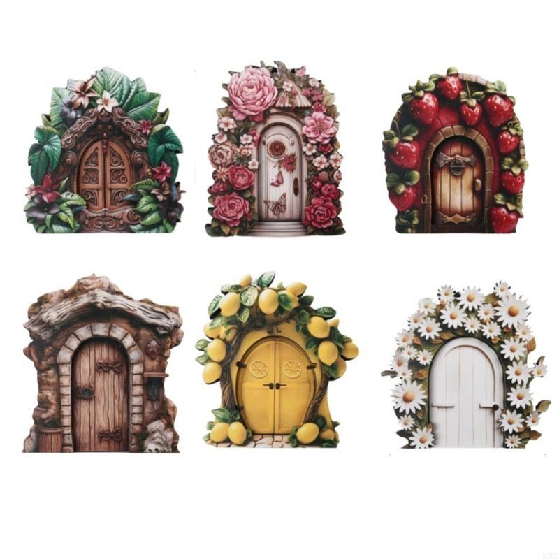 Miniature Fairy Garden Accessories Fairy Door for Tree Garden Sculpture Lawn X3UC