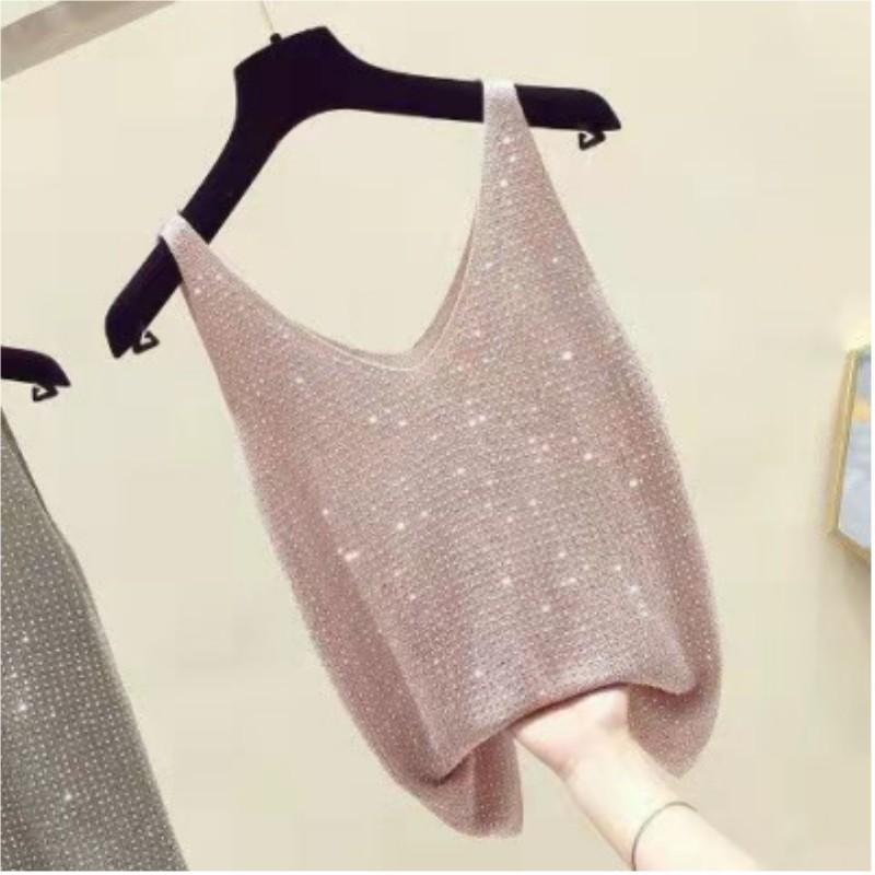 Women's Summer Loose Sleeveless T-Shirt Solid Color V-Neck Camisole Tank Top