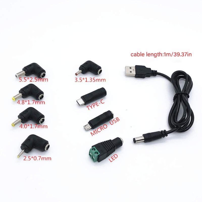 100cm USB Charging Cable Set Multiple Interface Compatibility Suitable for Electronic Devices DC5V Power Supply Cord