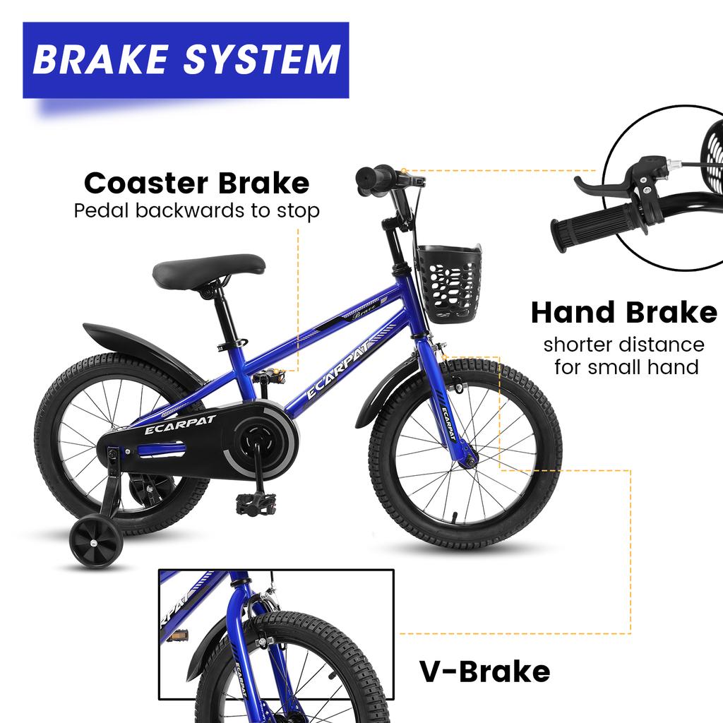 Kids Bike 14 Inch for Boys & Girls with Training Wheels, Freestyle Kids' Bicycle with Bell,Basket and Fender.