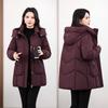 Removable Hat Winter New Women's Medium and Long Cotton Clothes Thickened Loose Warm Middle-aged and Elderly Cotton-padded Clothes Cotton-padded Jacke