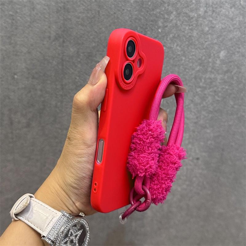 Flannel - Lined Phone Case With Lanyard For iPhone 17 Air 16 15 14 Plus 13 12 11 Pro Max Cute Simple Soft Cover