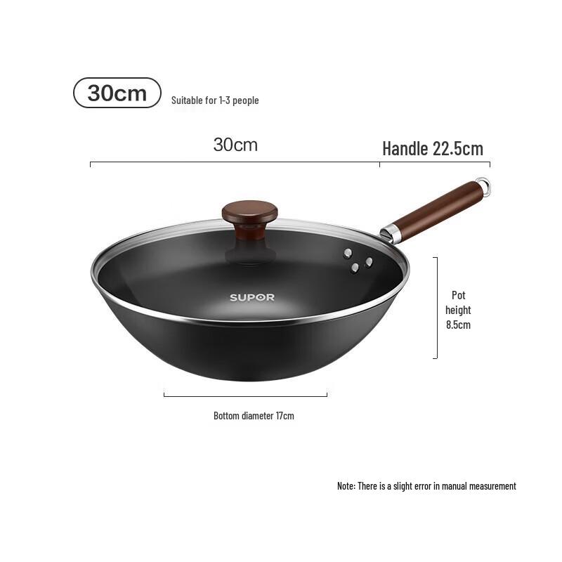 SUPOR 30cm Healthy Uncoated Refined Iron Wok
