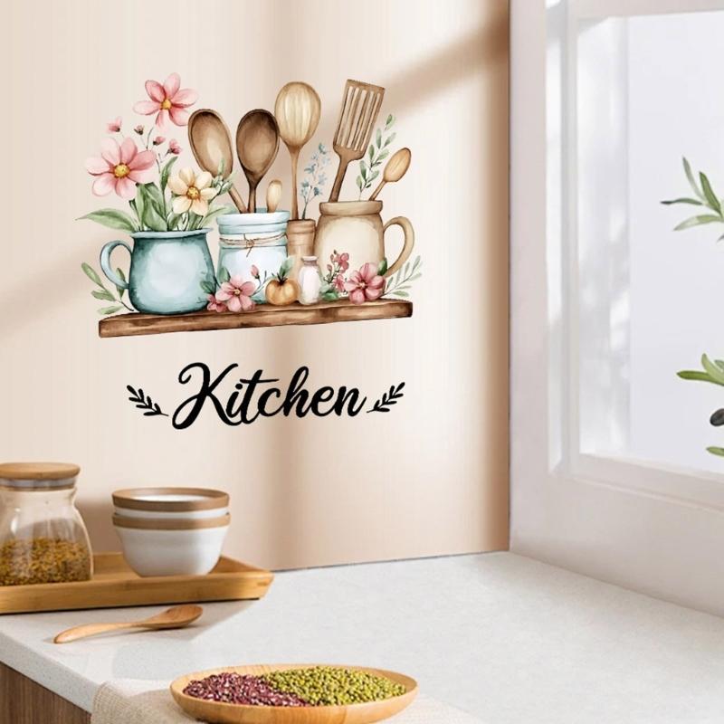 Kitchen Wall Decors Stickers Removable Kitchen Quotes Wall Decals for Fridge Dinning Room Restaurant Home Decorations