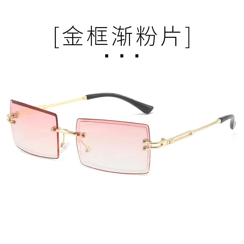 Vintage Fashion Sunglasses for Women Rimless Frameless Rectangle Shades Gradient UV400 Summer Traveling Sun Glasses for Women