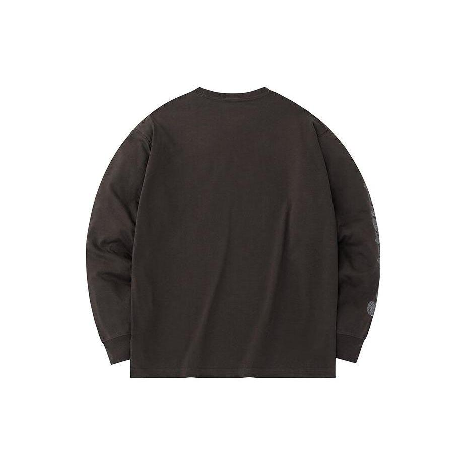 Anta Lifestyle Series Letter Print Knitted Long Sleeve T-Shirt Men Tops Dark-Brown 152338408-4