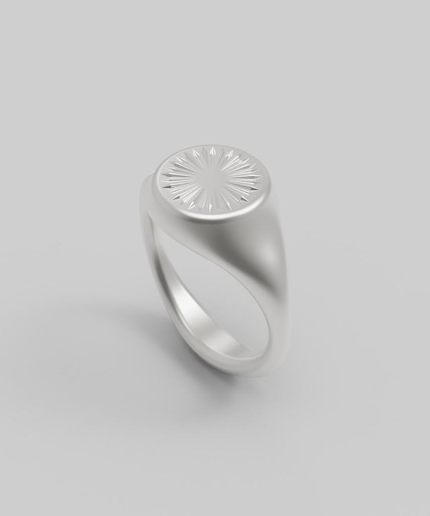 Reneobjet Sig Radial Dual Ring [925 Sterling Silver] Signet Ring