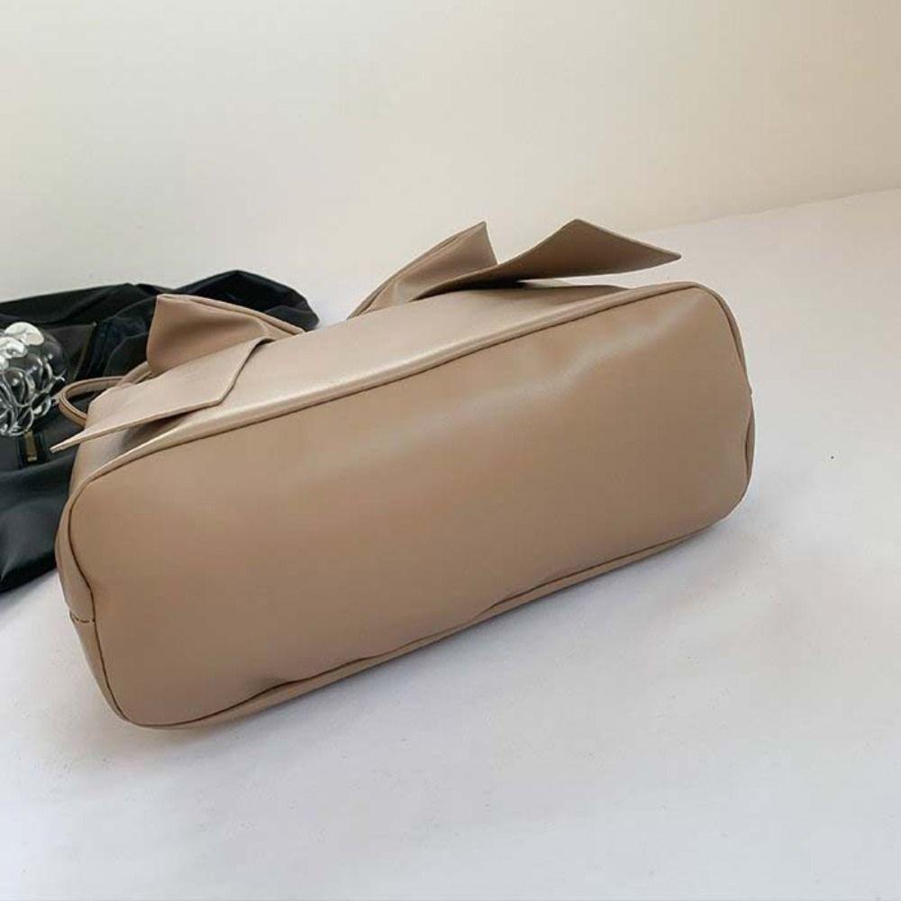 Korean Style PU Bow Shoulder Bag Solid Color Fashion Underarm Bag Elegant INS Tote Bag  Children
