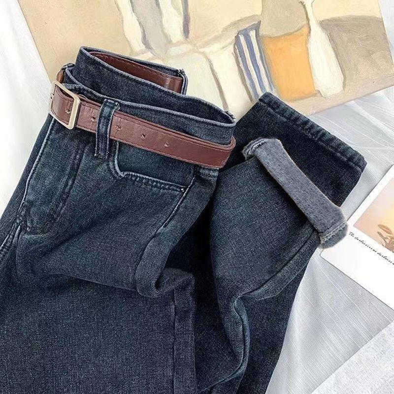 Catifea Cald Talie Înaltă Blugi Dad Femei Toamnă Iarnă Largi Picior Lat Harem Morcov Pantaloni Șic