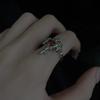 Design Sense Darkblood Cross Ring Niche Ruby Zircon Ring Personality French High-End Jewelry