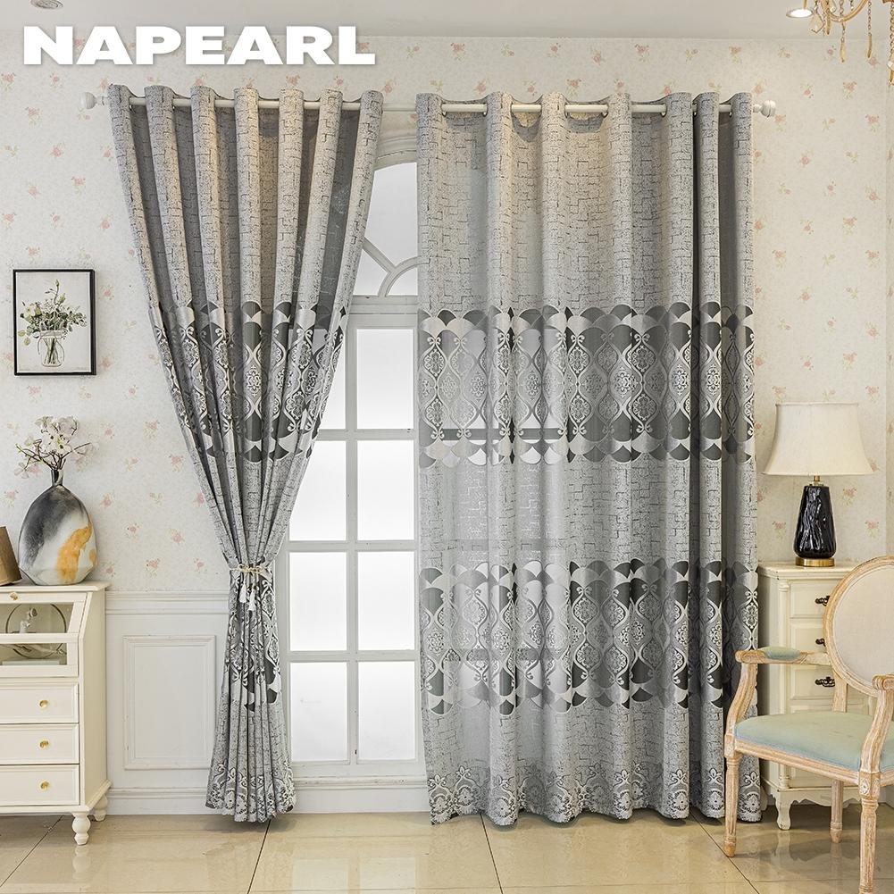 1PC NAPEARL 40-70% Blackout Advanced Luxury European Hollow Jacquard Curtains Available In Multiple Colors for Living Room Bedroom Home Decor