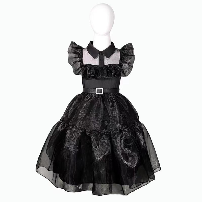Детский косплей семьи Аддамс Уэнсдей, такое же черное платье 150
