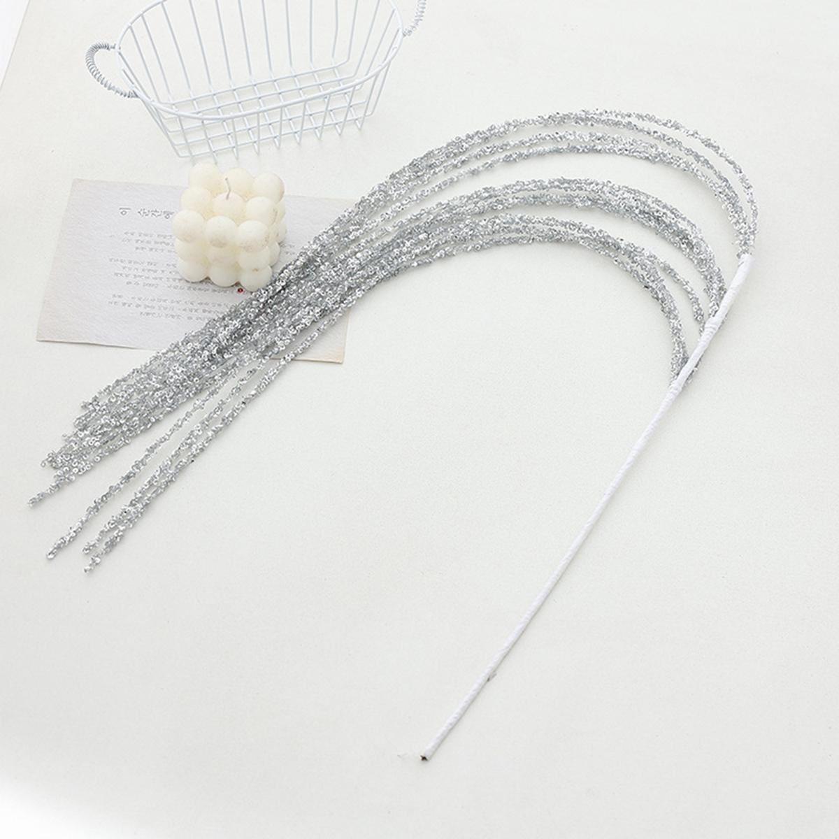 

90СМ Блестки, Пайетки, Кисточки, Колосья пшеницы, Рождественские обрезки, Рождественские венки на елку, Ротанговый декор и композиции серебряный