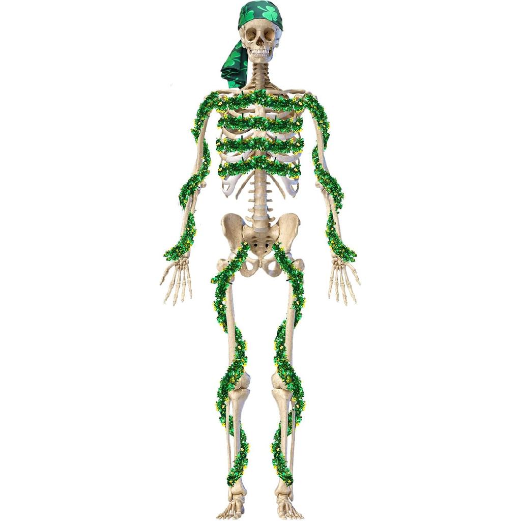 5 Pcs 12 ft Skeleton Accessories St. Patrick's Day Sculptures Giant Skeleton Accessories for Garden Lawn Outdoor St. Patrick's Day Statues Decoration
