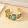 Vintage Bohemian Artificial Inlaid Turquoise Cuff Bangle for Women Men Personality Creative Design Bangles Jewelry Gift