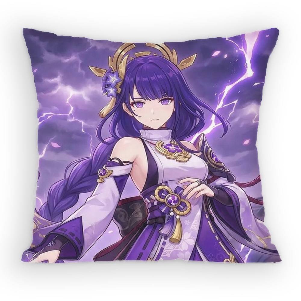 

Thunder Ruler Goddess Raiden Shogun Pillow Case Sofa Living Room Bedroom Headboard Backrest Cushion Square Cushion Nap Time 30x30 cm