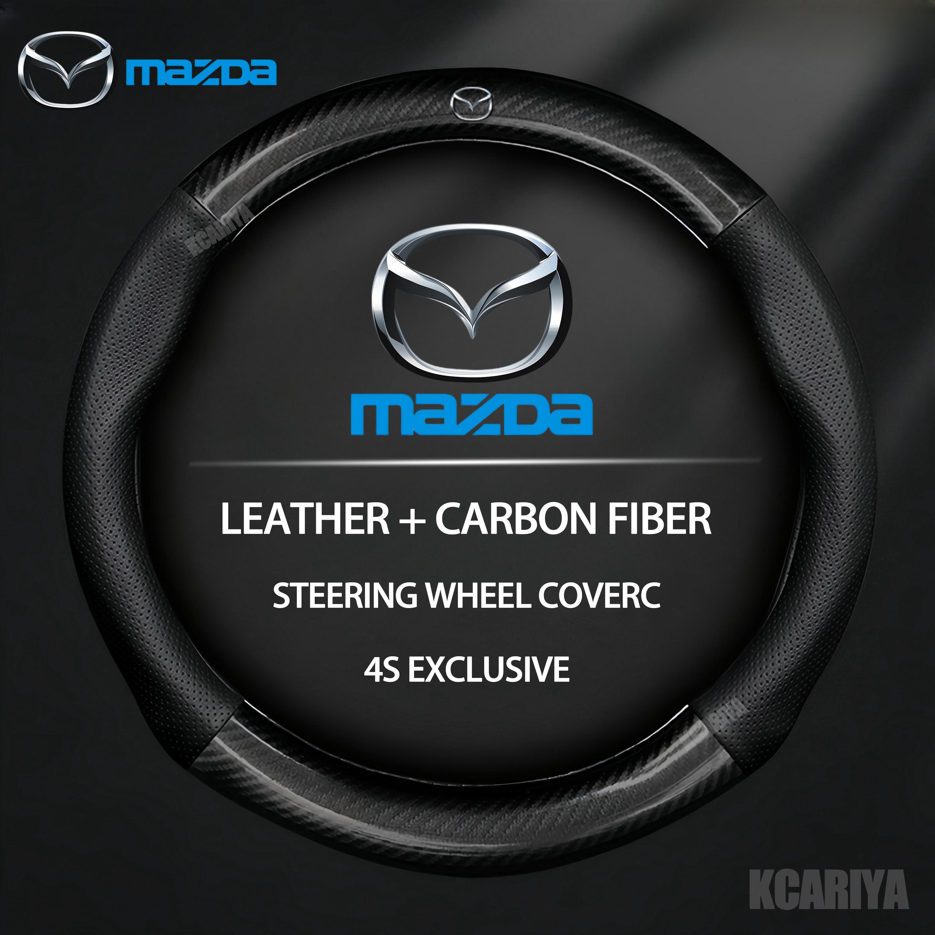 Pokrowiec na kierownicę samochodową ze skóry włókna węglowego do Mazda 3 5 6 SKYACTIV Axela Atenza CX30 CX5 CX8 CX9 MX5 RX8 RX7 BT50 Akcesoria black