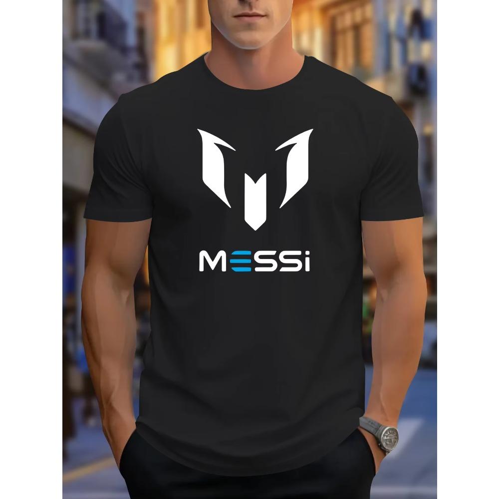 

Новая летняя мужская футболка 2025 года с принтом Месси, с круглым вырезом, повседневная, модная и легкая мужская футболка из полиэстера XXXXXL чёрный