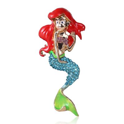 Alloy Oil Drop Diamond Ocean Mermaid Brooch, Cartoon Styling Pin