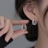 Elegant Double-Layer Silver Earrings for Women – 2025 Trendy High-End Design