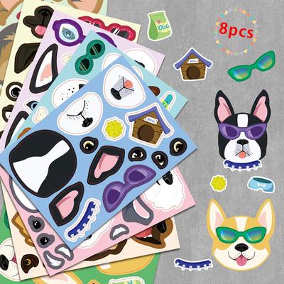 Dog Face Swap Puzzle Stickers: Parent-Child Interactive Animal DIY Doodle Journal