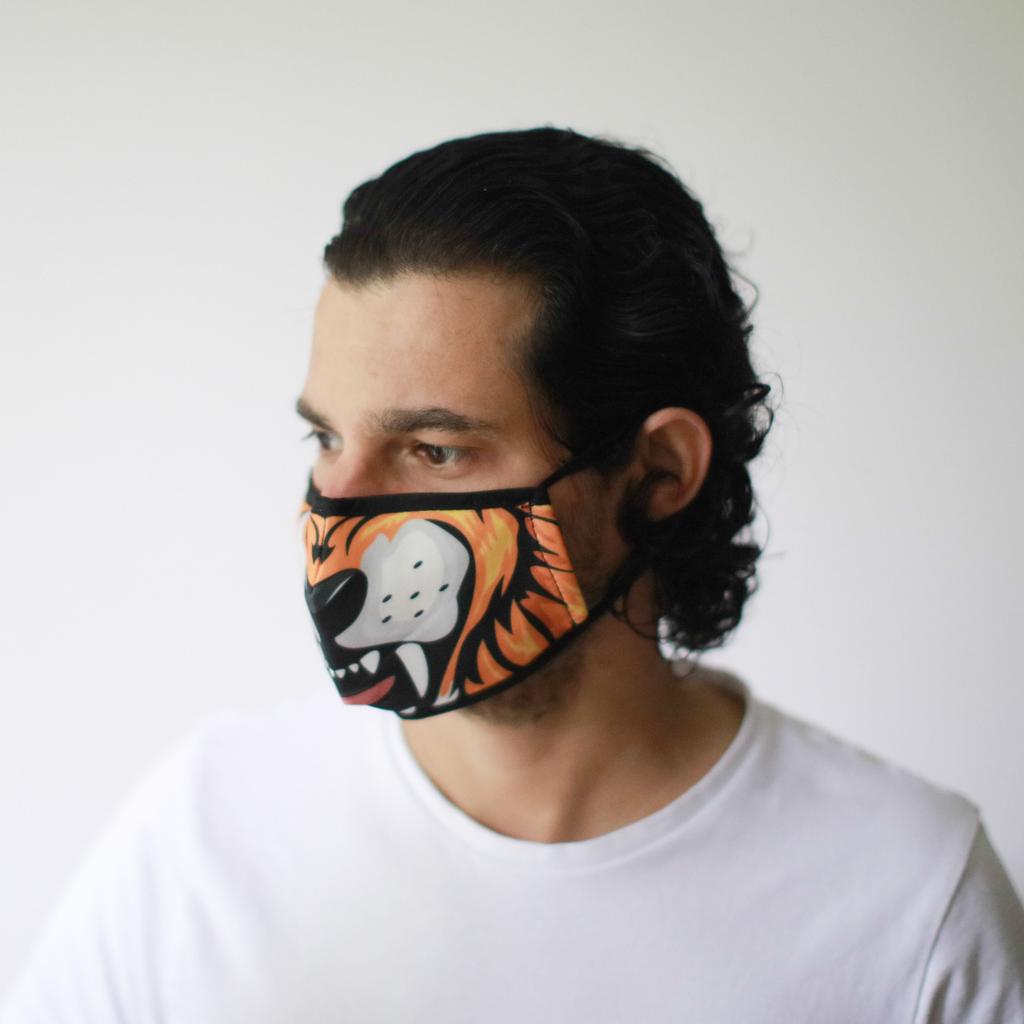 Cloth Face Mask With Filter, Tiger Print Adult