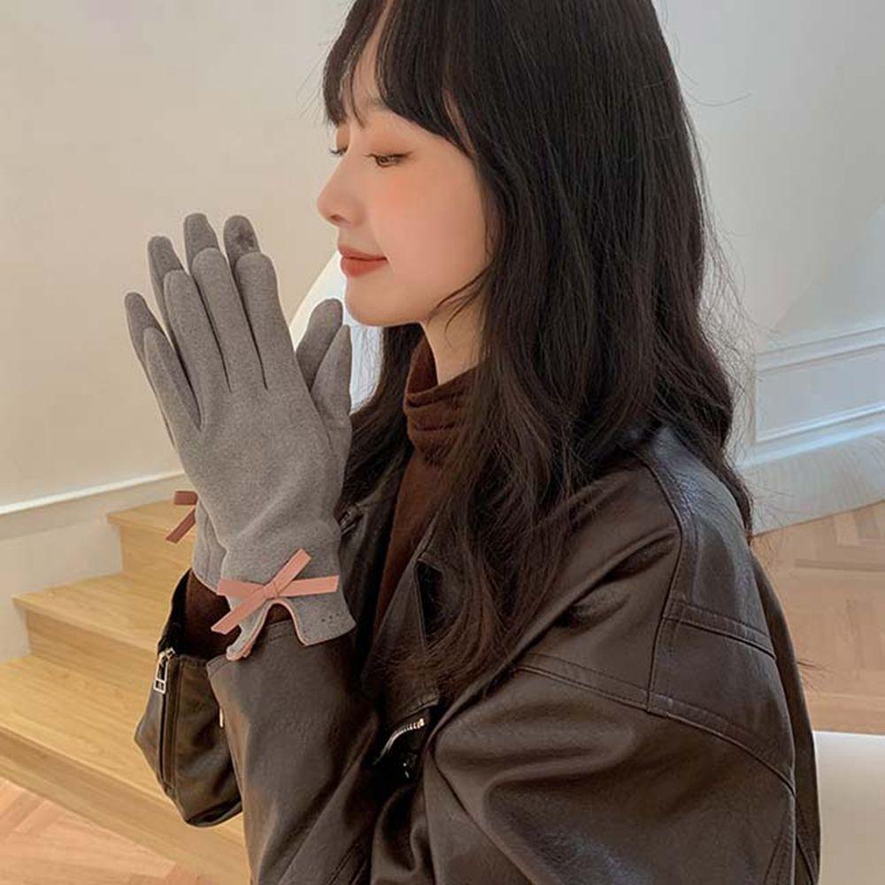 

Plus Velvet Women Full Finger Gloves Female Gloves Suede Leather Mittens Gloves чёрный