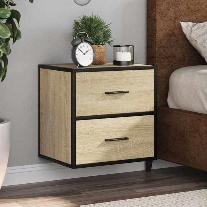 VidaXL Wall-mounted Bedside Tables 2 Pcs Sonoma Oak 40x31x39.5 Cm, Cabinet, Side Table, Bedside Cabinet, Cabinet of 848727