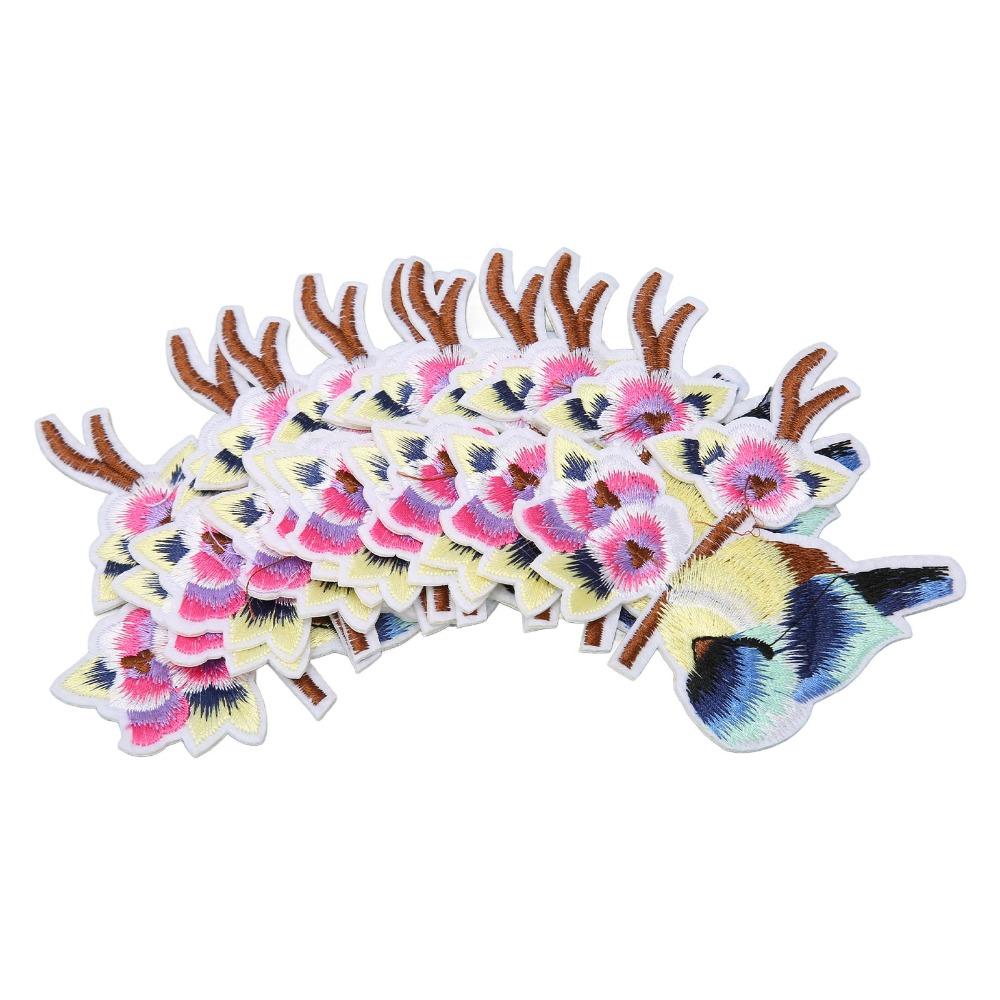 10pcs Bright Colors Embroidery Patches Bird Flower Style Sew On Patches Iron On Patches For Clothes