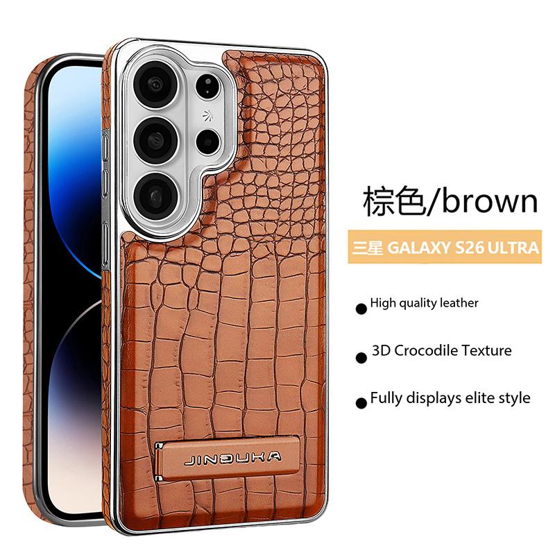 Custodia Lussuosa Business Magnetica in Pelle con Texture Coccodrillo per Samsung S26 Ultra S25 S24 Plus S23 Cover Antishock con Supporto e Sensazione Pelle